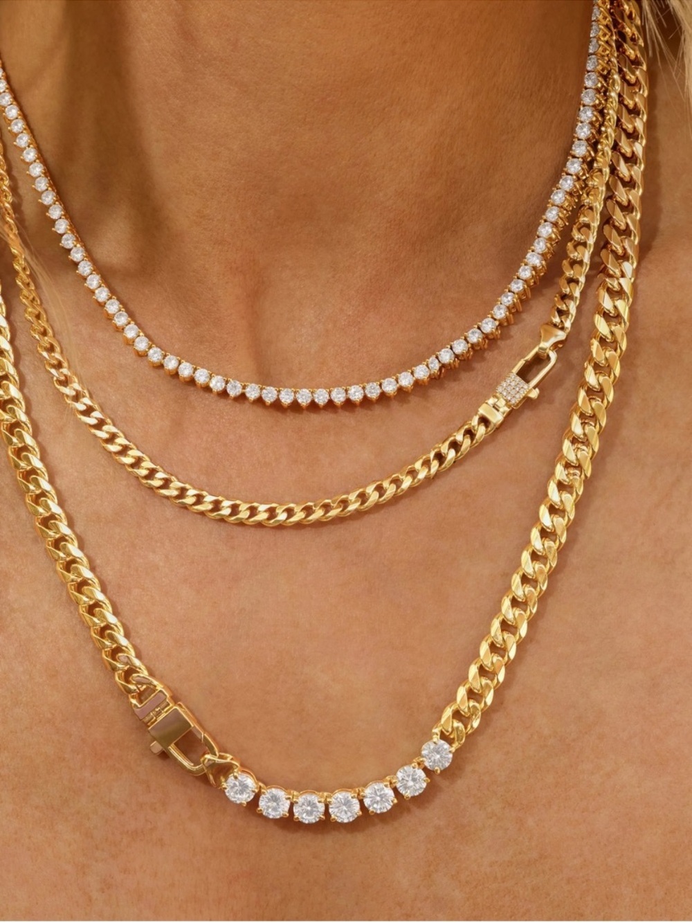 NWT Melinda Maria Gold “Julian Pavé Lock Necklace 5mm” - Picture 7 of 7